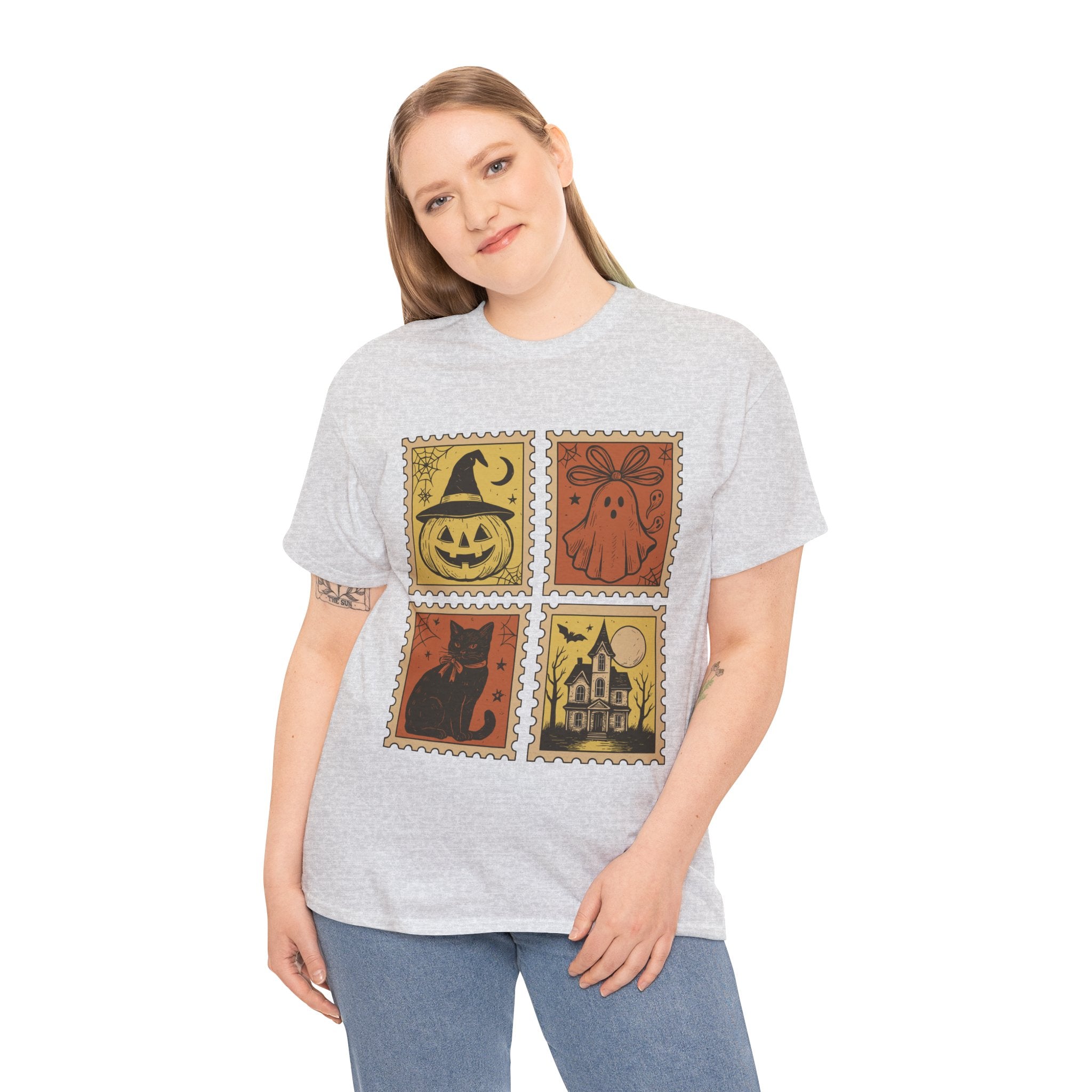 Halloween Stamp Design Unisex Heavy Cotton Tee