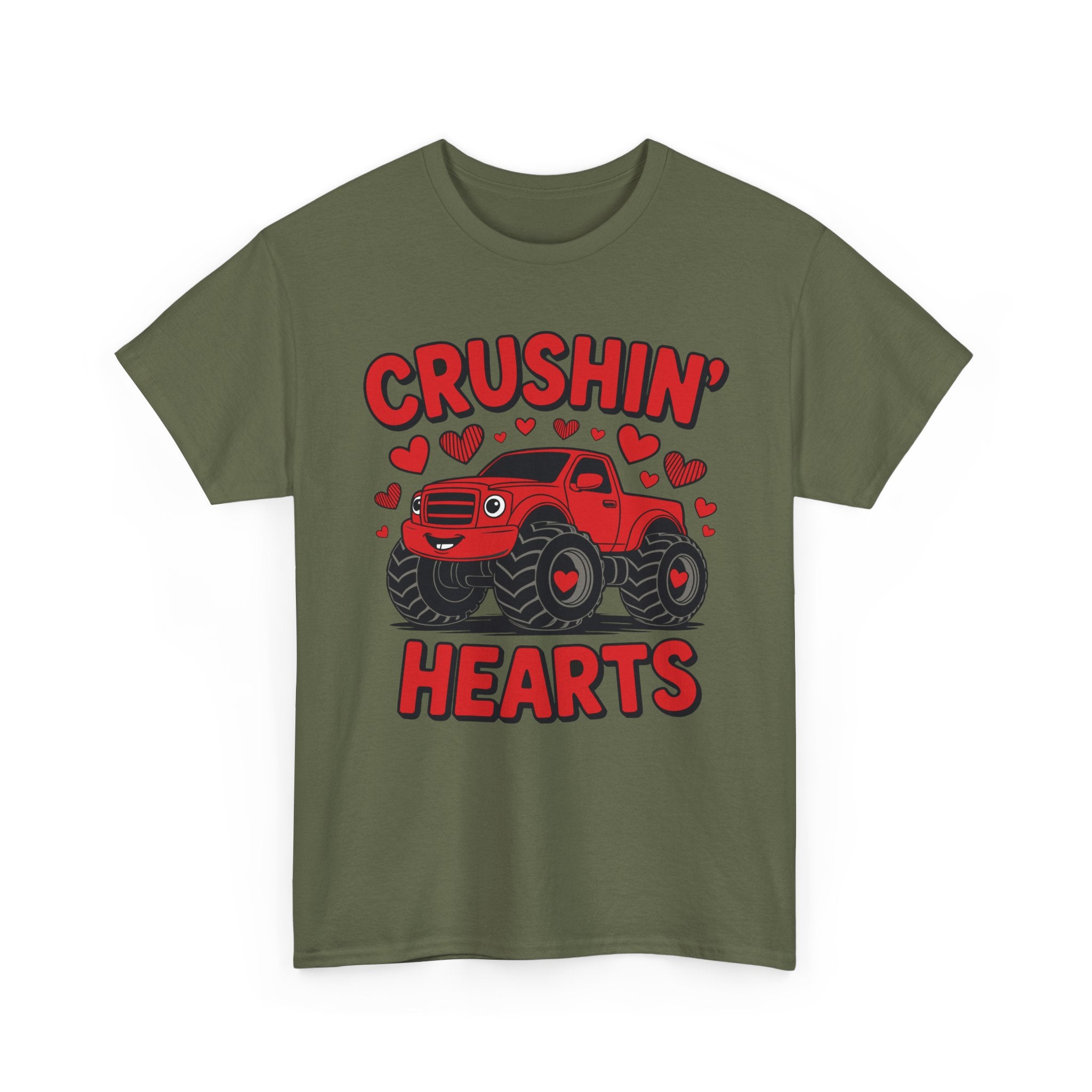 Crushin’ Hearts Valentine Monster Truck Unisex Cotton Tee
