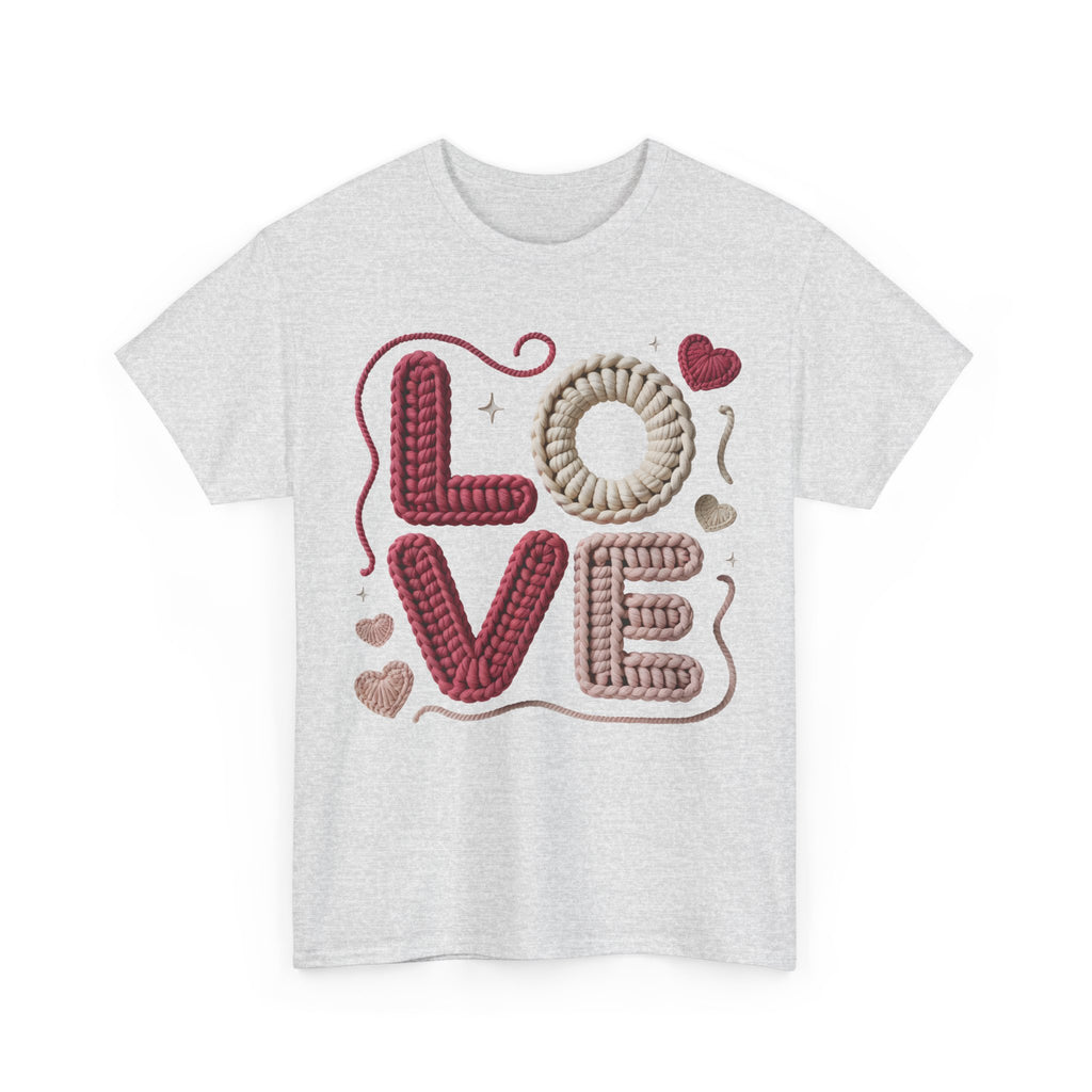 LOVE Faux Yarn Heart Unisex Cotton Tee