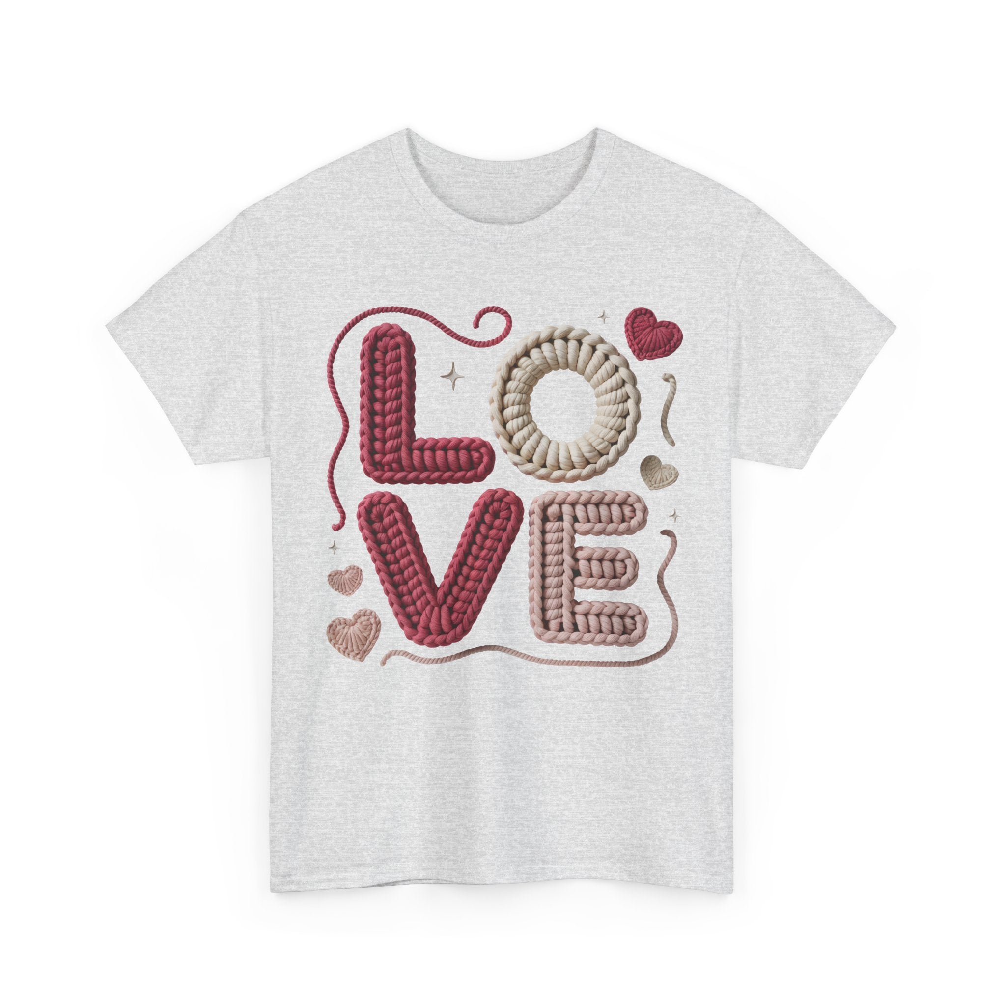LOVE Faux Yarn Heart Unisex Cotton Tee