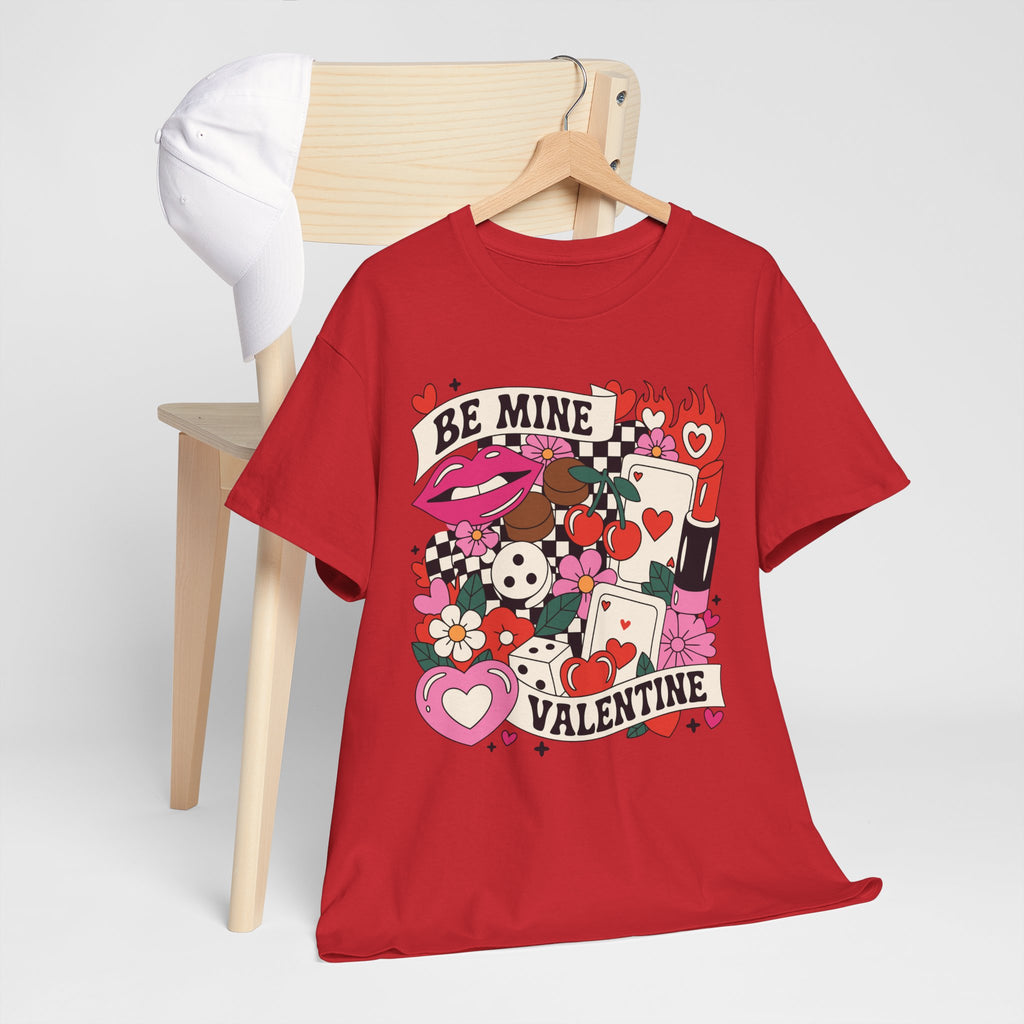 Be Mine Valentine Pop-Art Tee — Lips, Cherries & Retro Valentine Collage...Unisex Cotton Tee