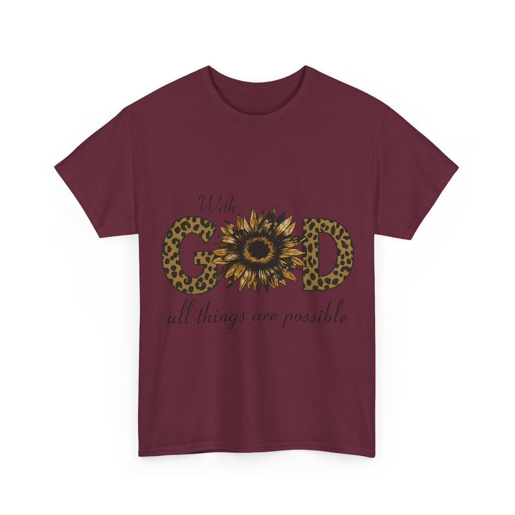 GOD Leopard Print Sunflower Unisex Cotton Tee