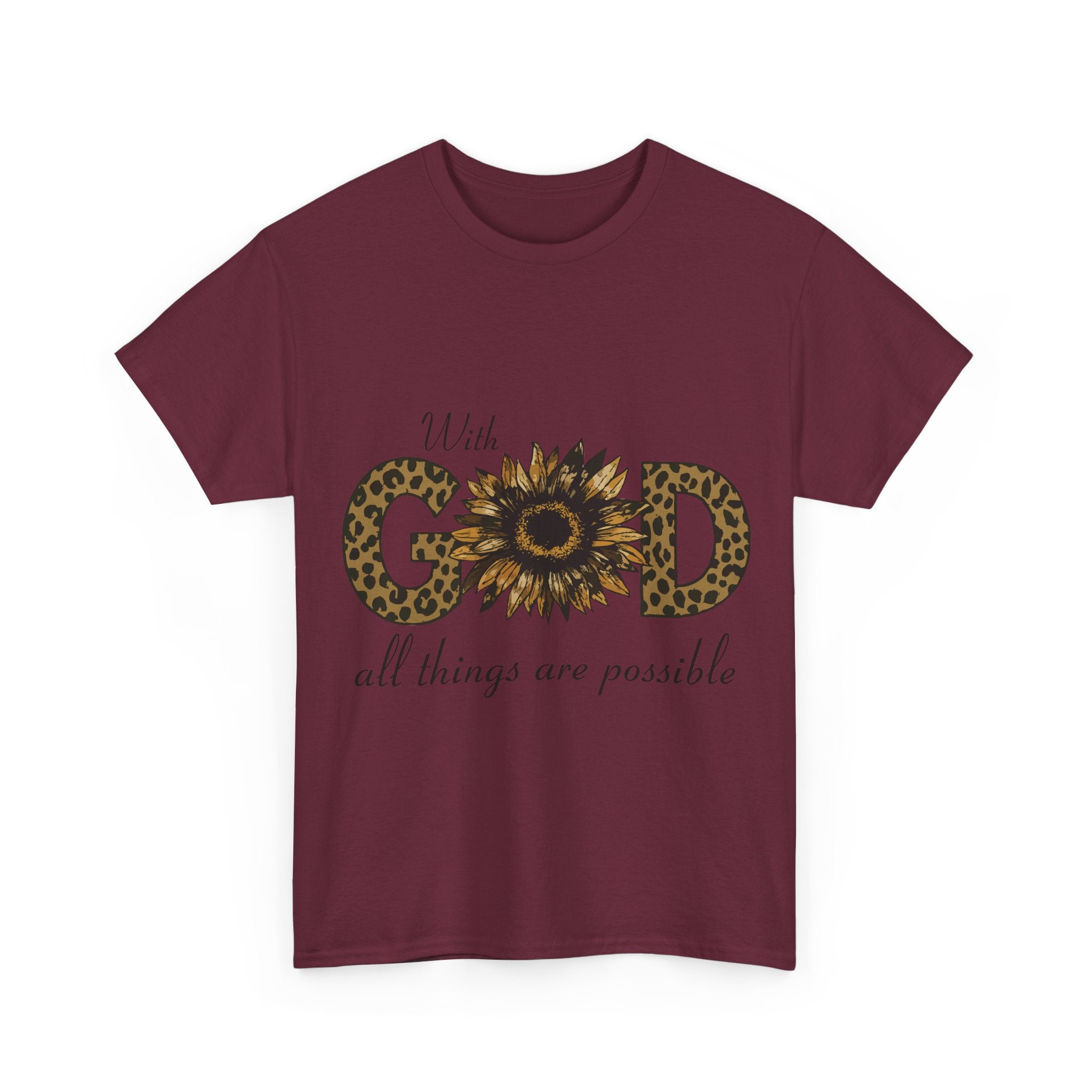 GOD Leopard Print Sunflower Unisex Cotton Tee