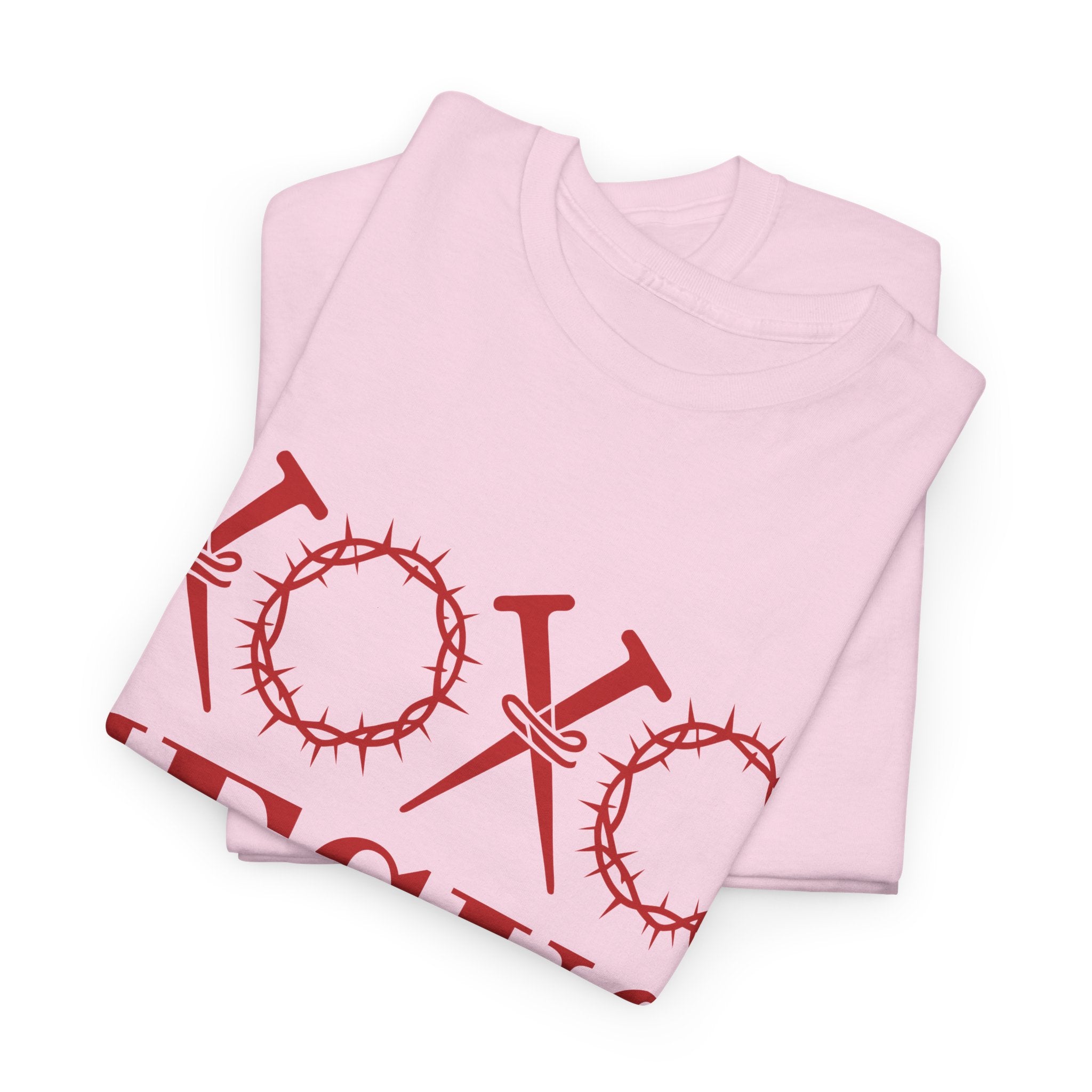 Christian Valentine T-Shirt — "XOXO Jesus Love Life" Nails & Thorn Crown Design Unisex Cotton Tee