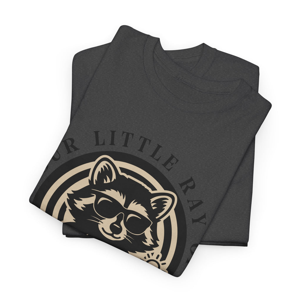 Cool Raccoon Sunglasses T-Shirt — Raccoon Holding Sun Graphic Unisex Cotton Tee