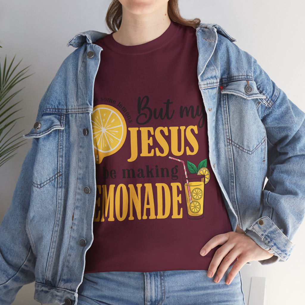 Jesus Lemonade Tee — Lemon Slice & Glass Graphic Christian Unisex Cotton T-Shirt