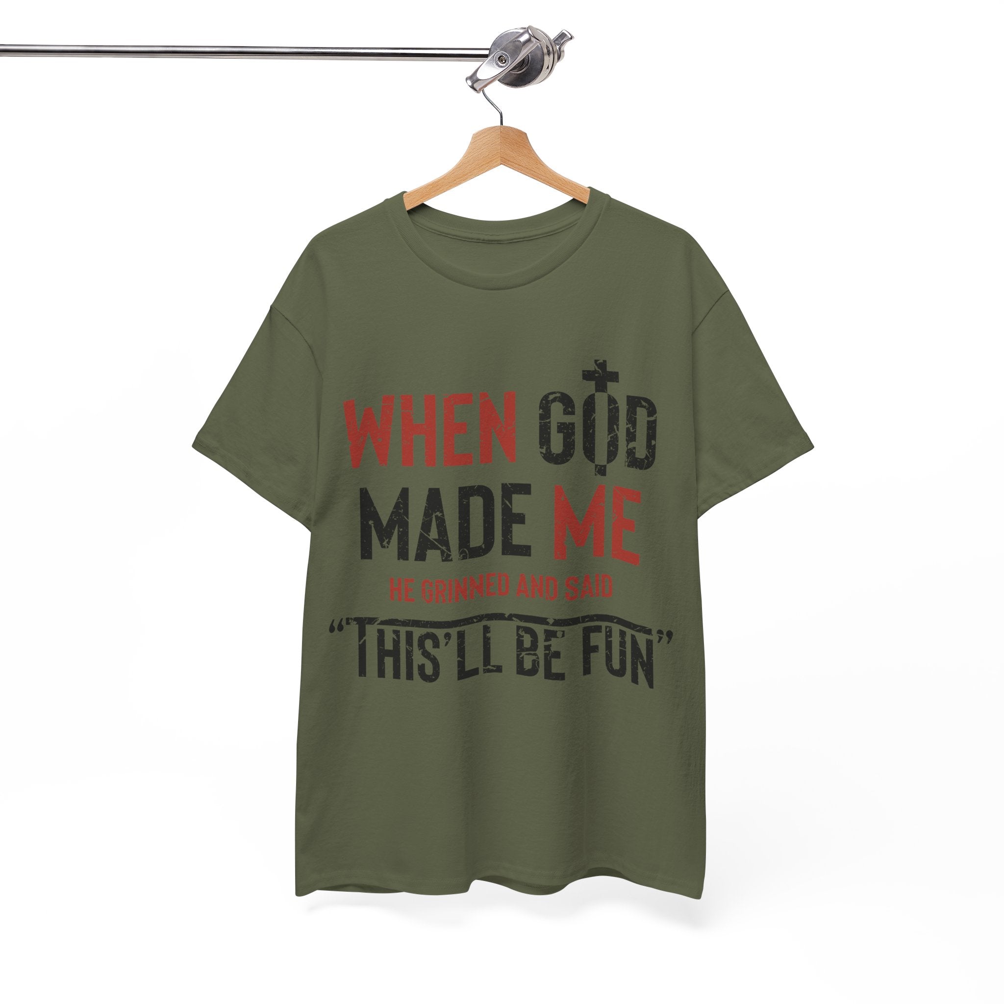 Humorous Grunge Quote Tee — "When He Saw Me, He Grinned and Said"Unisec Cotton Tee