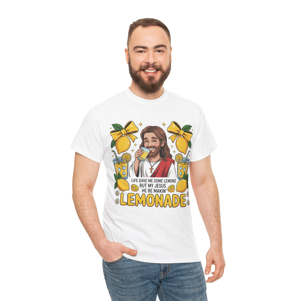 Jesus Drinking Lemonade T-Shirt — "Life Gave Me Some Lemons" Christian Unisex Cotton Tee