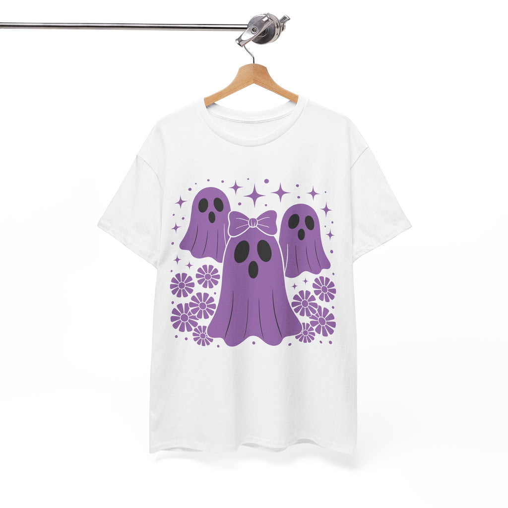 Purple Ghost Halloween Unisex Cotton Tee