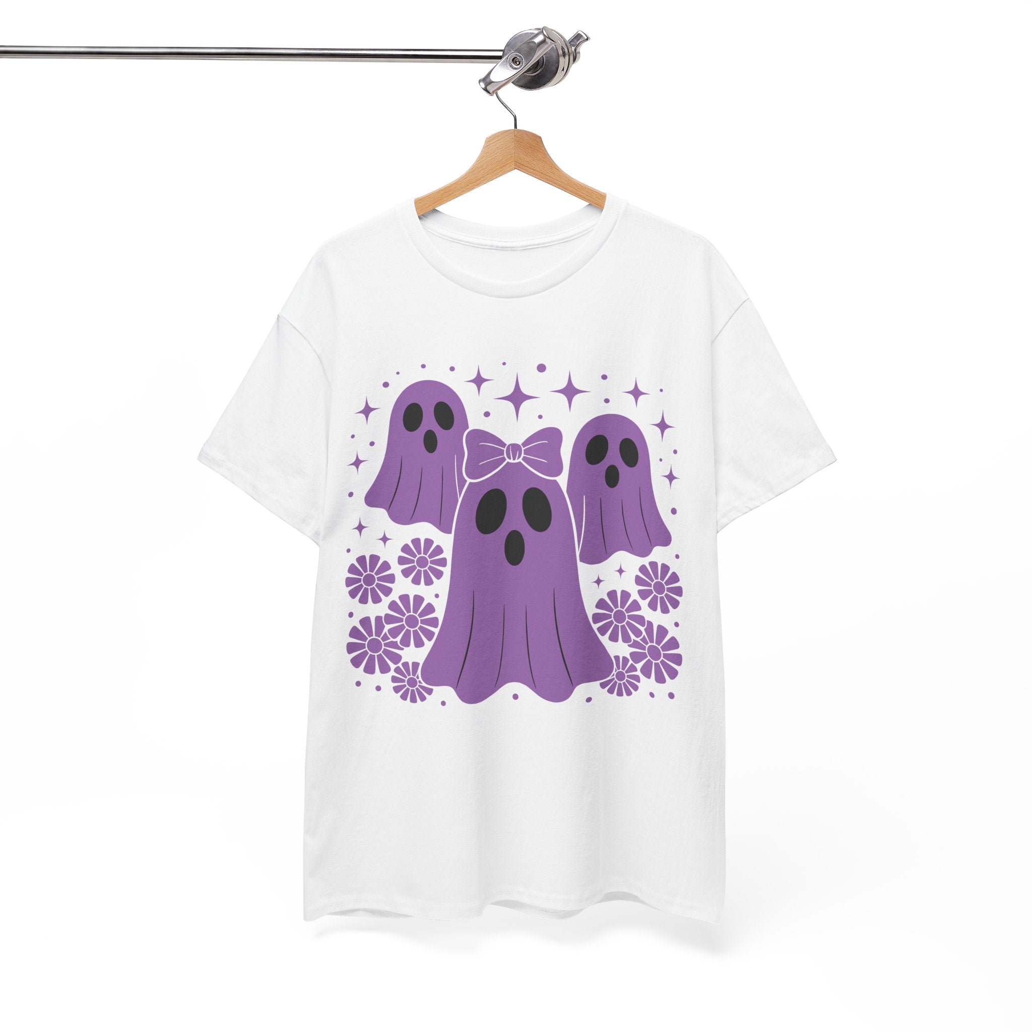 Purple Ghost Halloween Unisex Cotton Tee