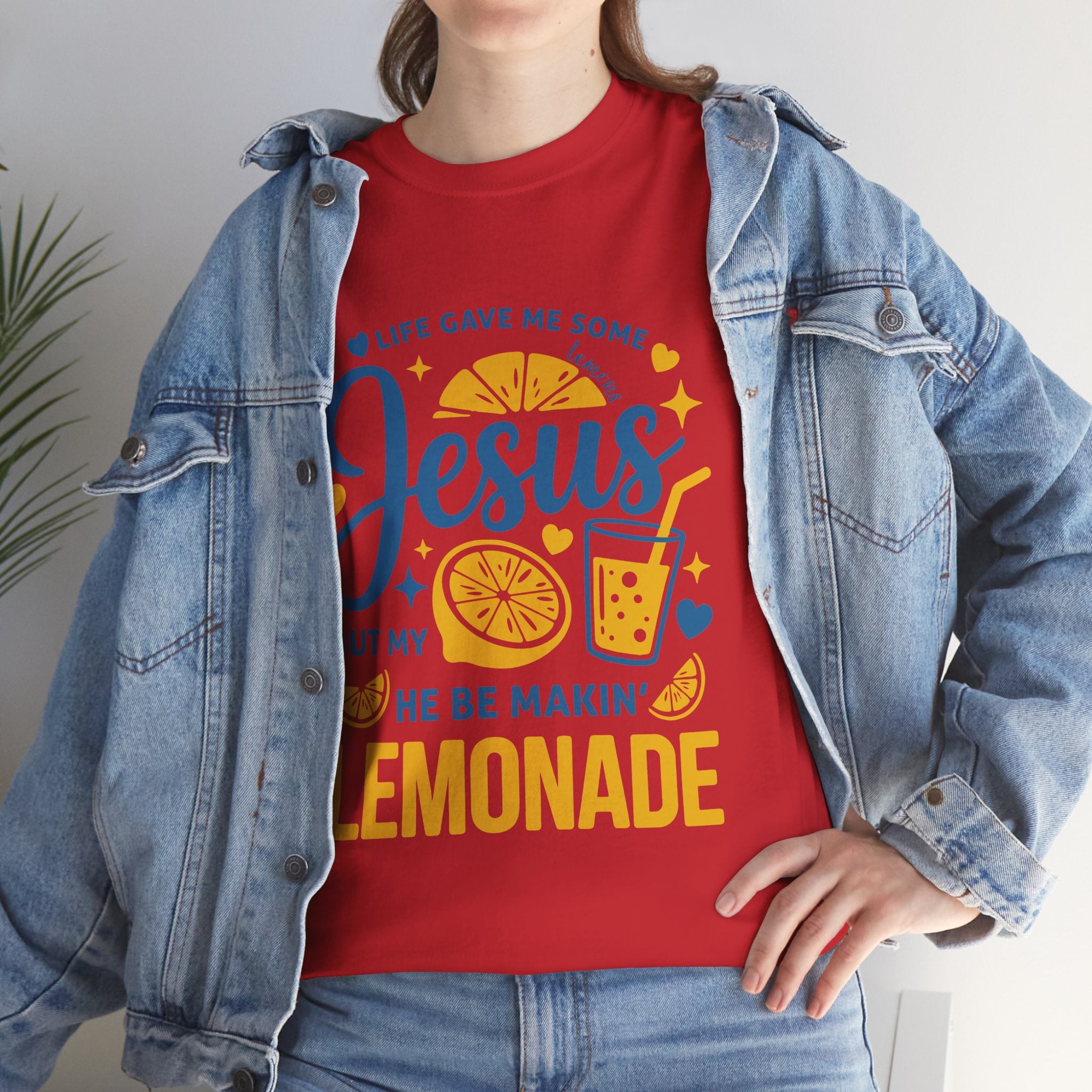 Christian Lemonade T-Shirt — “Life gave me some lemons but my Jesus He be makin’ lemonade”. Unisex Cotton Tee