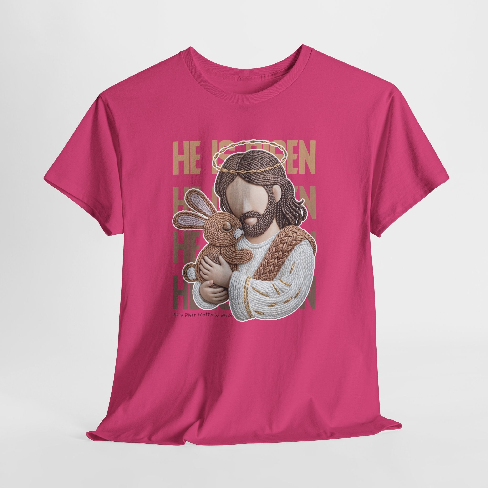 He Is Risen Matthew 28:6 Jesus With Lamb Unisex Cotton T-Shirt