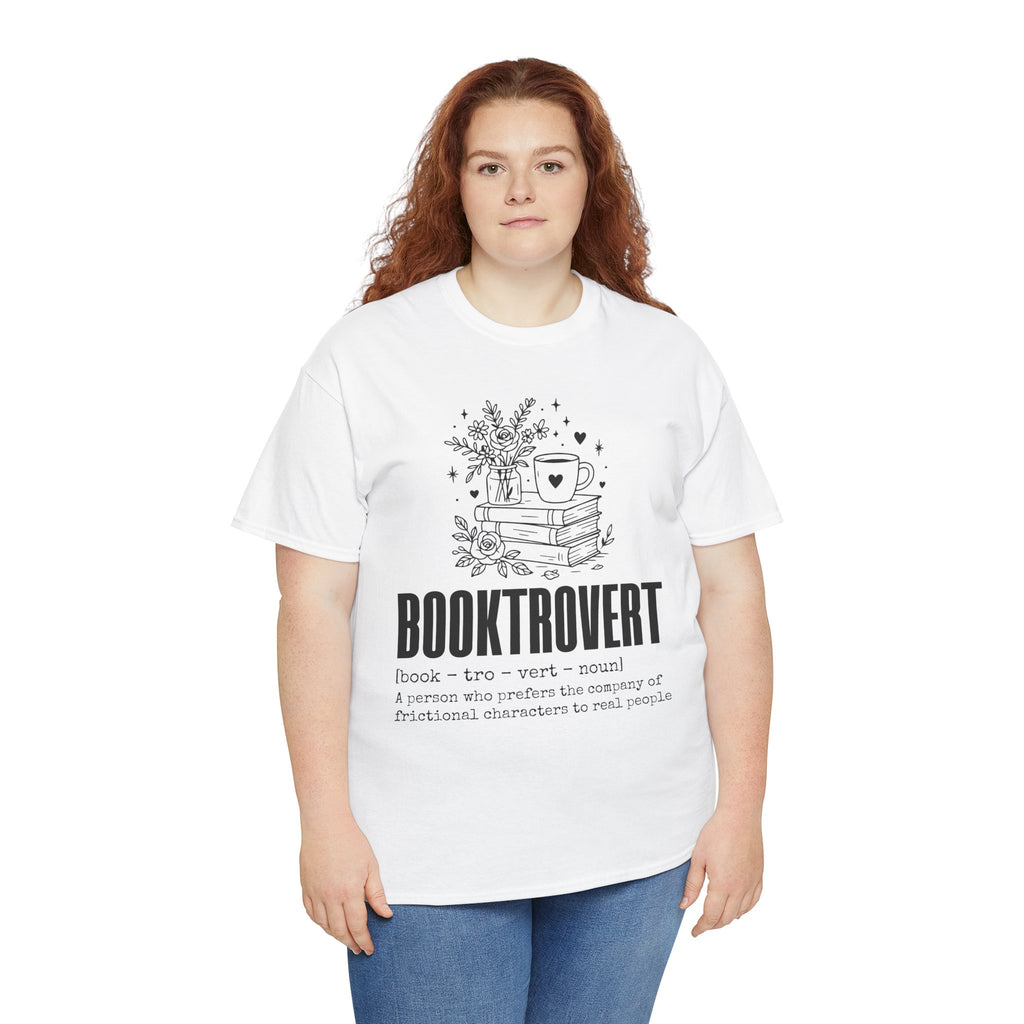 Booktrovert Graphic Tee — "Booktrovert" Definition, Books & Coffee Design Unisex Cotton Tee