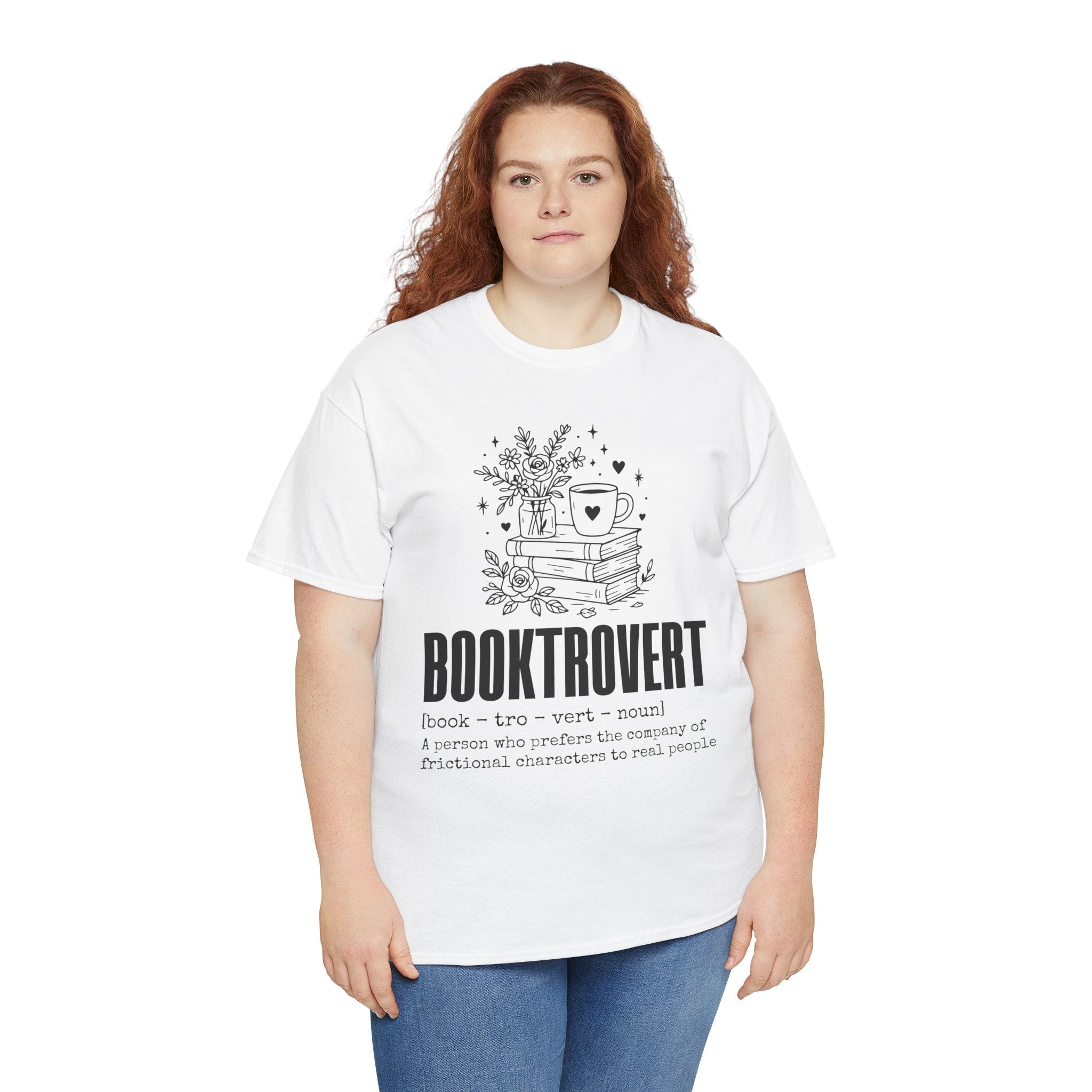 Booktrovert Graphic Tee — "Booktrovert" Definition, Books & Coffee Design Unisex Cotton Tee