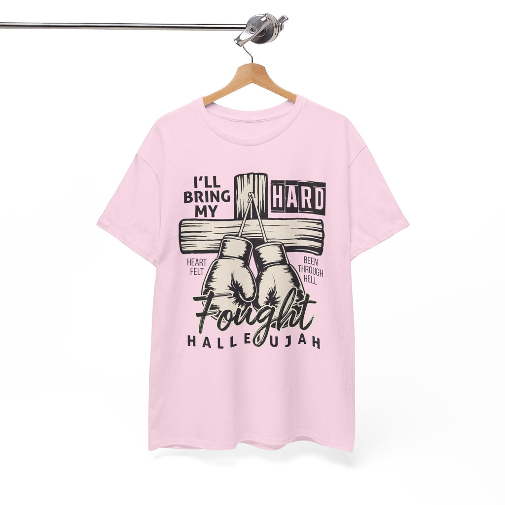 Christian Boxing Gloves Cross Tee — "I’ll Bring My Hard-Fought Heart."Unisex Cotton Tee