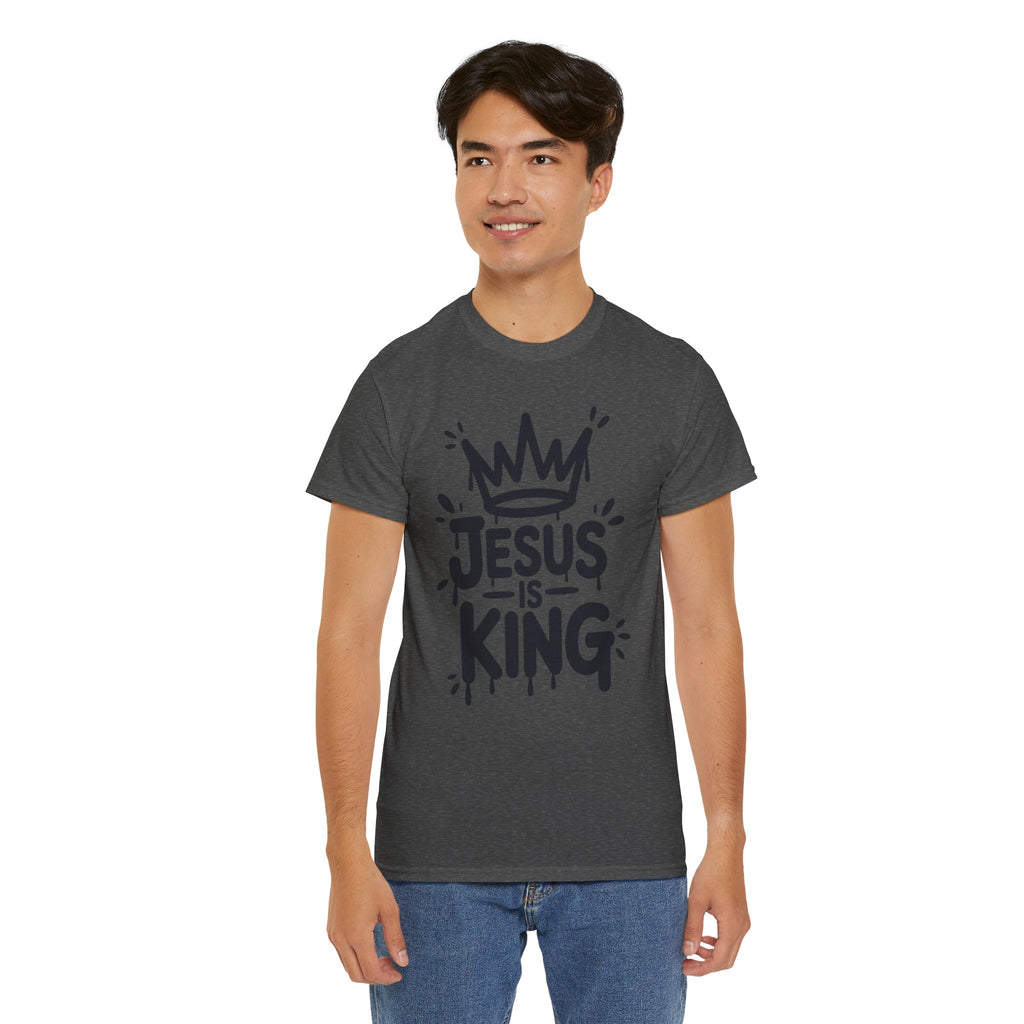 Jesus Is King Crown T-Shirt — Minimalist Christian Unisex Cotton Tee