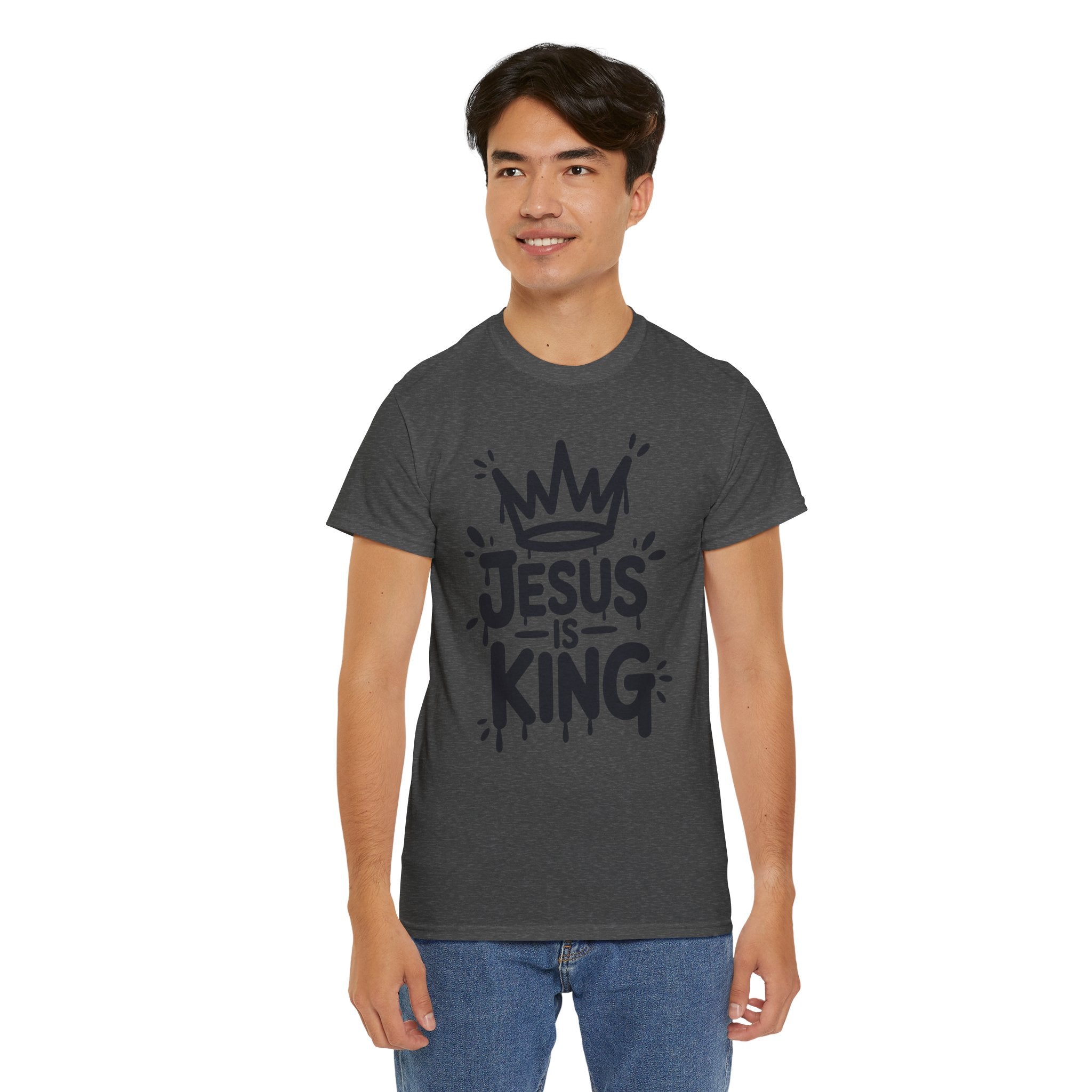 Jesus Is King Crown T-Shirt — Minimalist Christian Unisex Cotton Tee