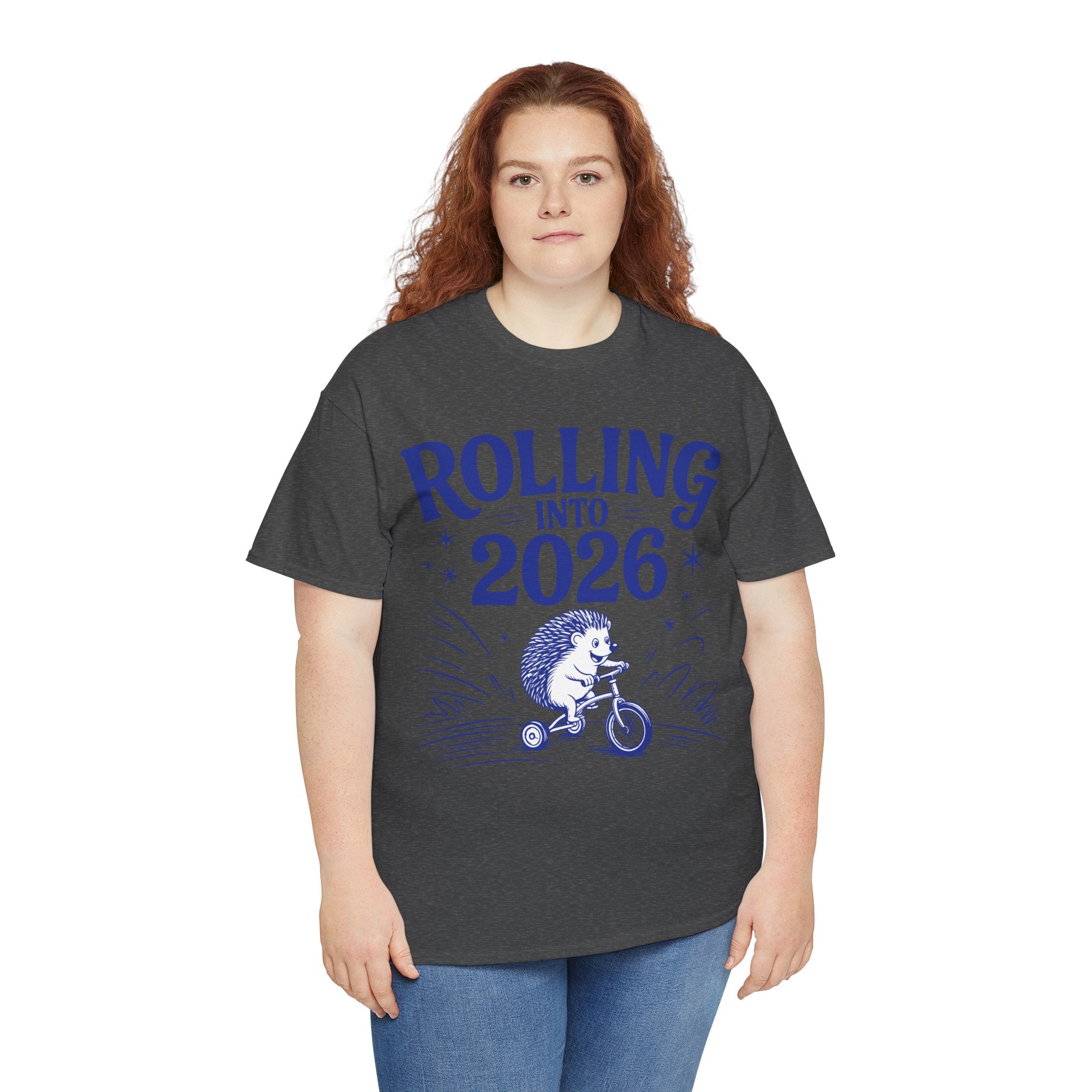 Rolling Into 2026 Hedgehog Tricycle Unisex Cotton Tee