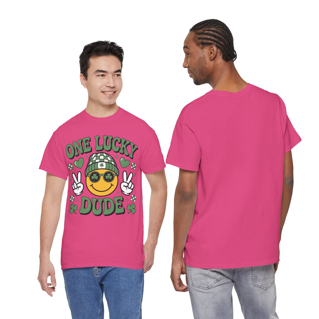 One Lucky Dude Shamrock Tee — St. Patrick's Day Smiley Unisex Cotton Tshirt