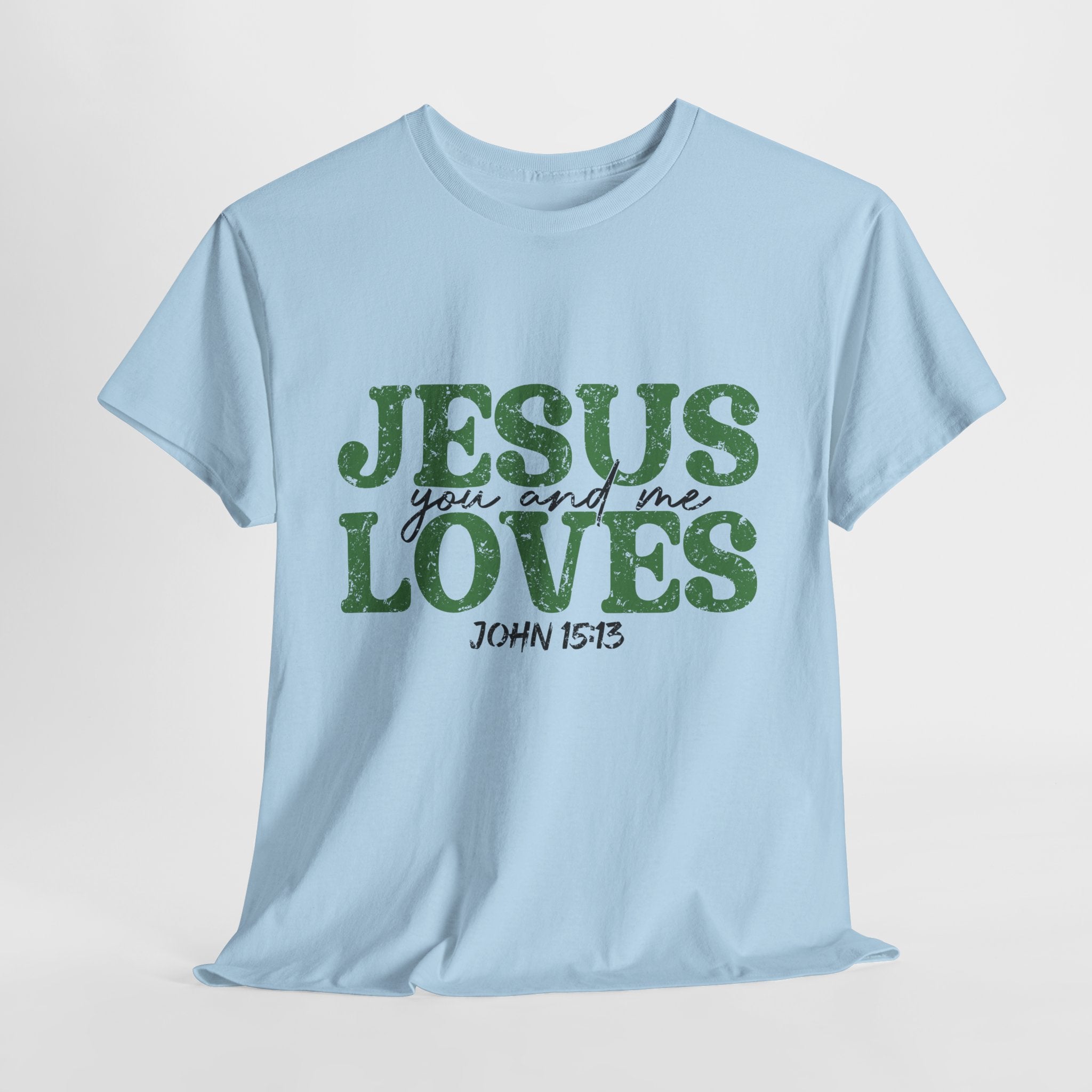 Jesus Loves Vintage Tee — Green Retro Christian Unisex Cotton T-Shirt