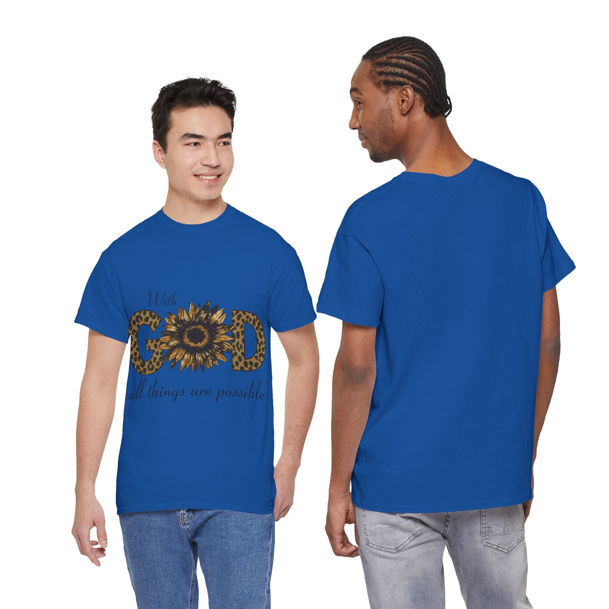 GOD Leopard Print Sunflower Unisex Cotton Tee