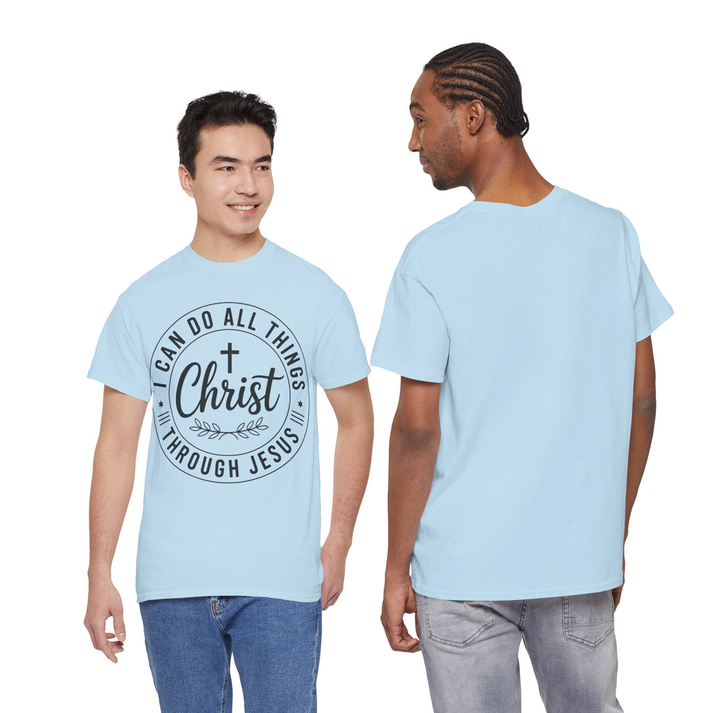 Christian Cross T‑Shirt — "I Can Do All Things Through Christ" Unisex Cotton tee