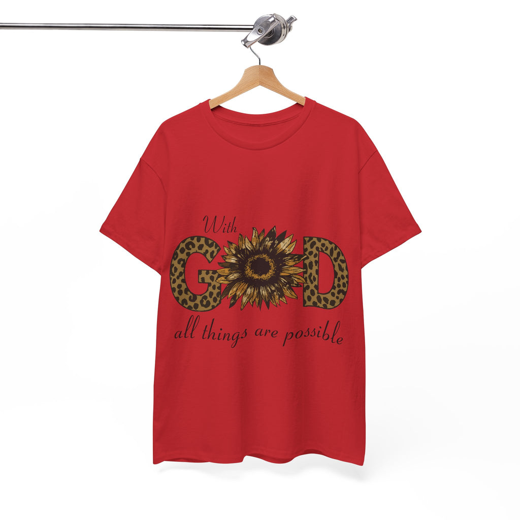 GOD Leopard Print Sunflower Unisex Cotton Tee
